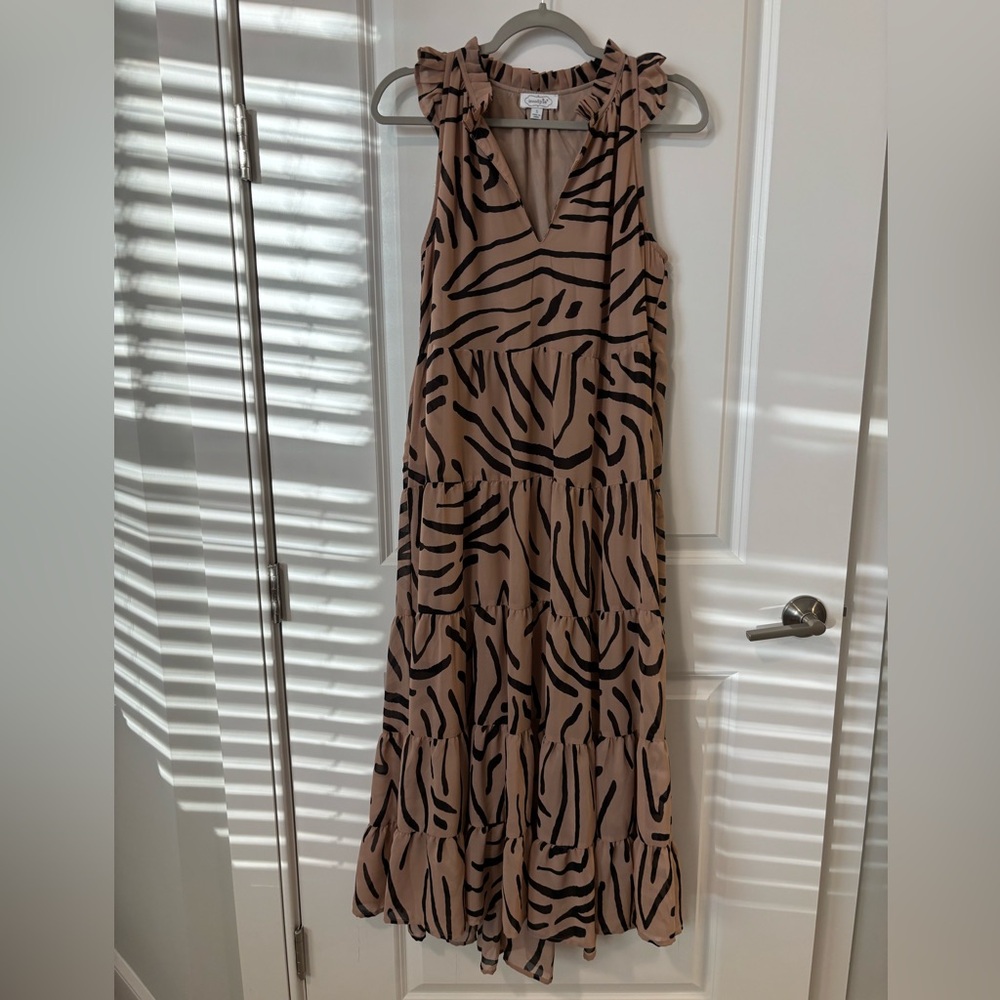 Mud Pie Tan and Black Zebra Maxi Dress